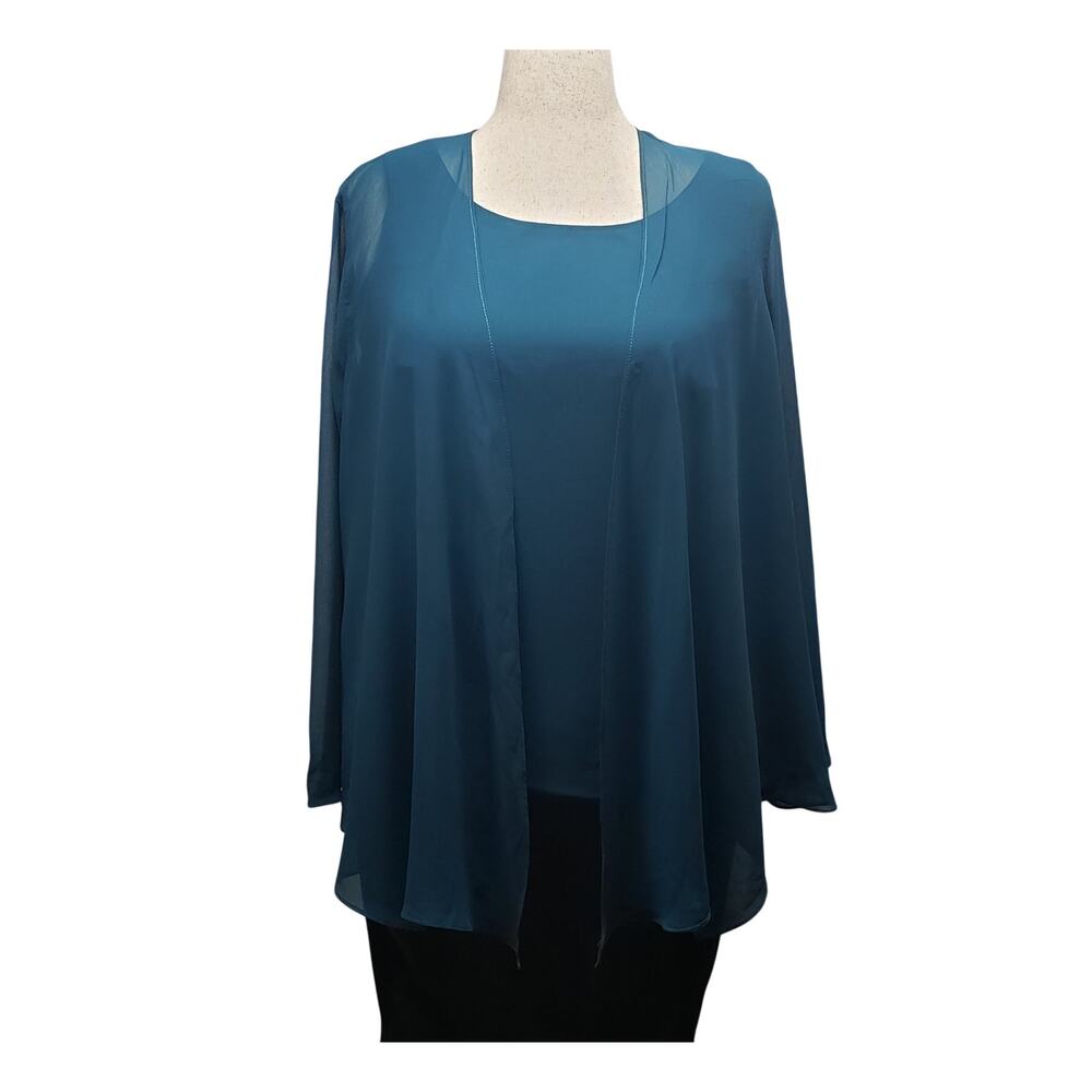 Women’s 2-Piece Top Set Sheer Cardigan Tank 14 Office Siren Coastal Date Night